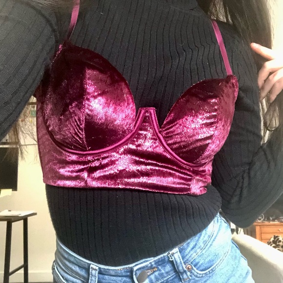(194) Victoria’s Secret Velvet Bustier Bra - Picture 1 of 8